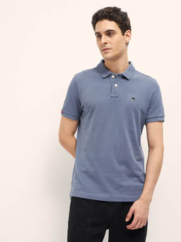The Bear House - Men's Regular Fit Blue Polo T-Shirt