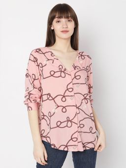 VERO MODA - Women Printed Casual Wear Pink Top