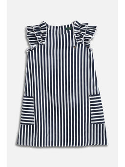 Allen Solly - Girls Navy Stripe Printed Casual Dress