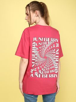 JUNEBERRY - Magenta Typographic Oversized T-Shirt