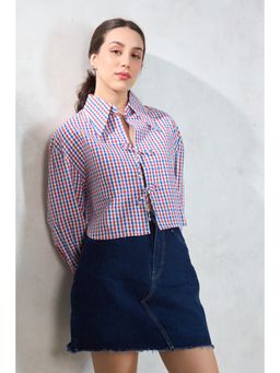 Virgio - Women Cotton Collar Neck Checks Multi-Color Shirt