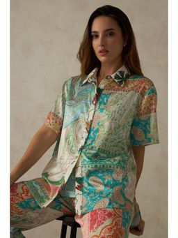 Virgio - Women Polyester Collar Neck Abstract Multi-Color Shirt