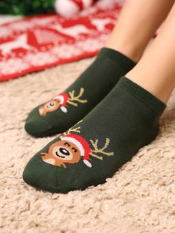Mint & Oak - Green Jolly Antlers Socks for Women
