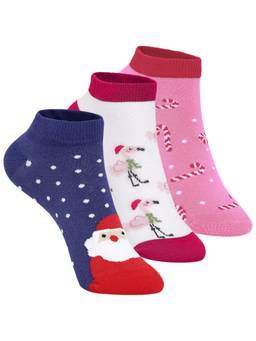 Mint & Oak - Santa’s Favourites Women’s Christmas Printed Ankle Length Socks (Pack of 3)
