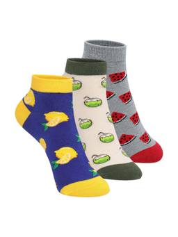 Mint & Oak - Tropical Toes Women’s Fruit Printed Ankle Length Socks (Pack of 3)