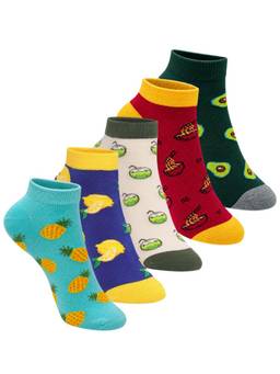 Mint & Oak - Summer on Your Toes Women’s Food & Fruit Printed Ankle Socks (Pack of 5)