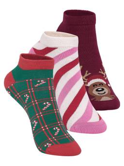 Mint & Oak - Jingle & Joy Women’s Christmas Printed Ankle Length Socks (Pack of 3)