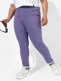 Instafab Plus - Womens Purple Colour Pop Denim Jeans