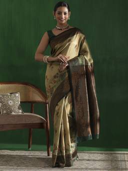Garden VARELI - Banarasi Pista Green Art Silk Woven Design Saree