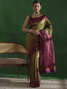 Garden VARELI - Banarasi Olive Art Silk Woven Design Saree