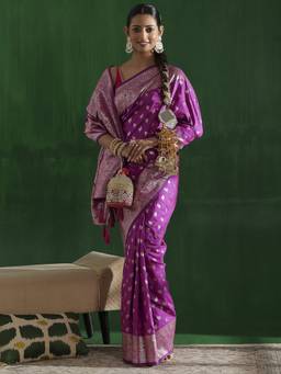 Garden VARELI - Banarasi Magenta Art Silk Floral Design Saree