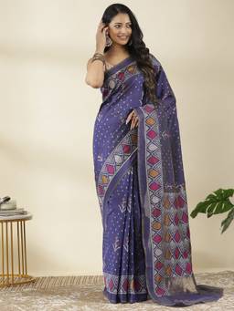 Garden VARELI - Banarasi Purple Art Silk Floral Design Saree