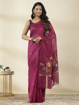 Garden VARELI - Chanderi Pink Khadi Butti Motifs Design Saree