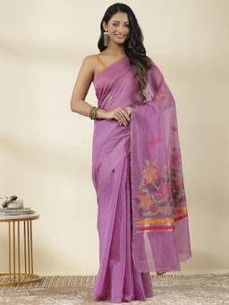 Garden VARELI - Chanderi Baby Pink Khadi Butti Motifs Design Saree