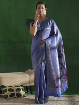 Garden VARELI - Banarasi Blue Art Silk Woven Design Saree
