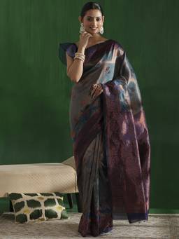 Garden VARELI - Banarasi Teal Art Silk Woven Design Saree