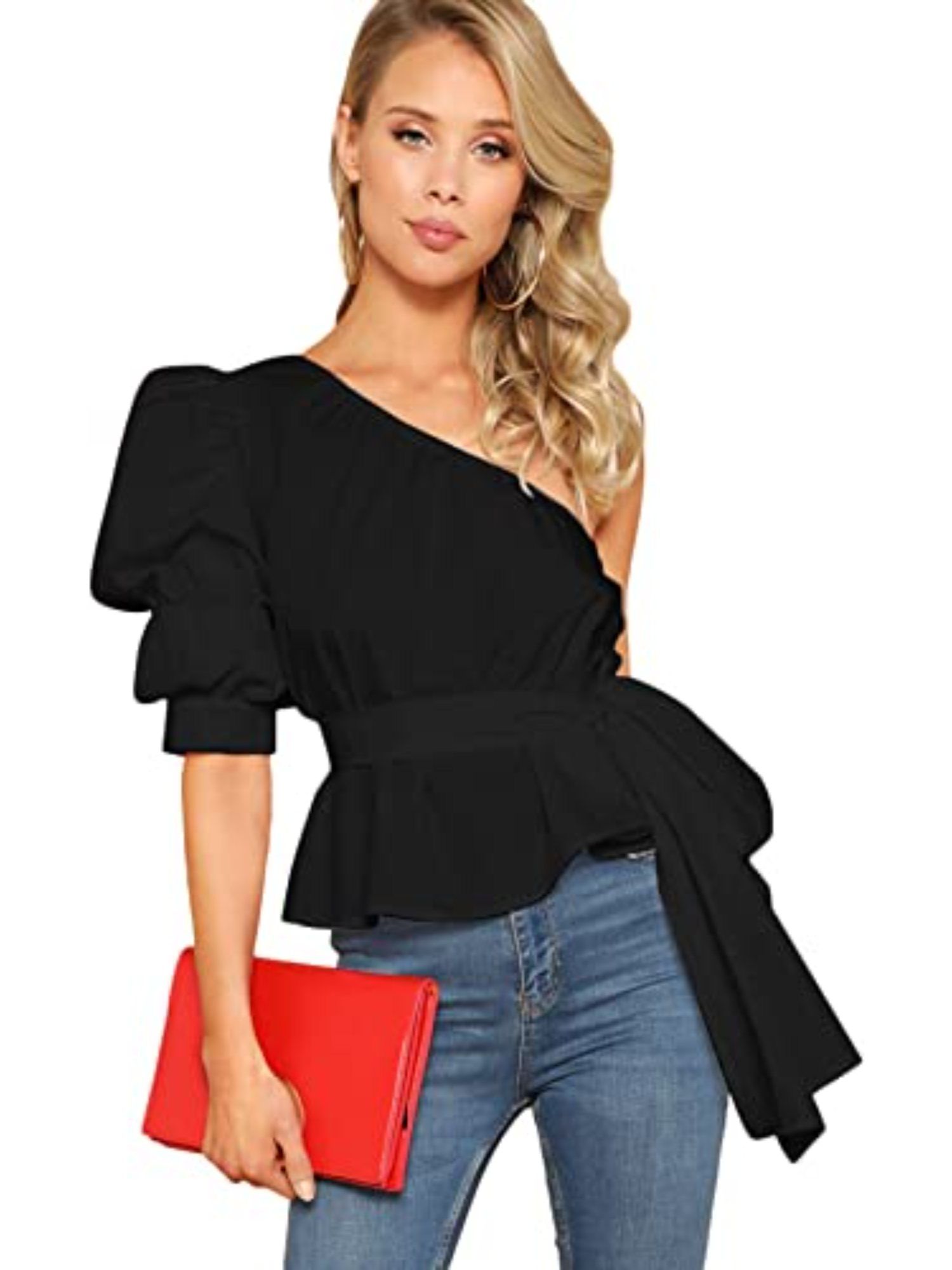 トップス Asymmetry Ruffle One-shoulder Tops Buy One Shoulder Tops Starting At Upto 70% Off Online In India