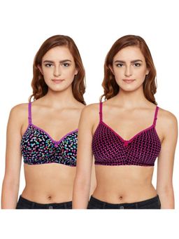 Bodycare - Seamless Padded Polymide Womens Printed Bra Pack of 2 - Multi-color
