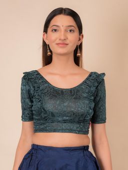 BINDIGASM'S ADVI - Suhani Gathered Frill with Glitter Stretchable Slip On Blouse