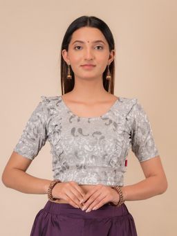 BINDIGASM'S ADVI - Suhani Gathered Frill with Glitter Stretchable Slip On Blouse