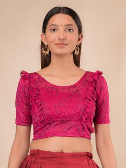 BINDIGASM'S ADVI - Suhani Gathered Frill with Glitter Stretchable Slip On Blouse