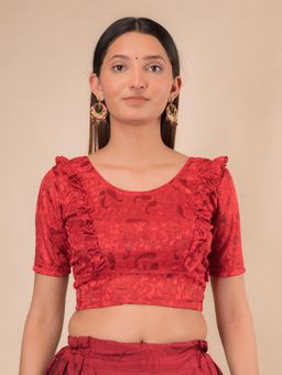 BINDIGASM'S ADVI - Suhani Gathered Frill with Glitter Stretchable Slip On Blouse
