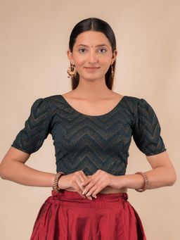 BINDIGASM'S ADVI - Disha Zig Zag Foil Puff Sleeve Stretchable Slip On Blouse