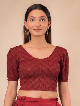 BINDIGASM'S ADVI - Disha Zig Zag Foil Puff Sleeve Stretchable Slip On Blouse