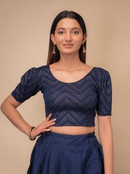 BINDIGASM'S ADVI - Disha Zig Zag Foil Puff Sleeve Stretchable Slip On Blouse