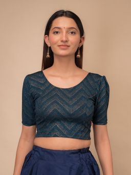 BINDIGASM'S ADVI - Disha Zig Zag Foil Puff Sleeve Stretchable Slip On Blouse