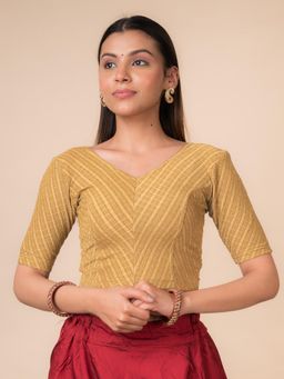 BINDIGASM'S ADVI - Bebo Metallic Stripes V Neck Stretchable Slip On Blouse
