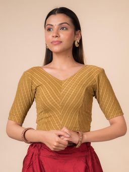 BINDIGASM'S ADVI - Bebo Metallic Stripes V Neck Stretchable Slip On Blouse