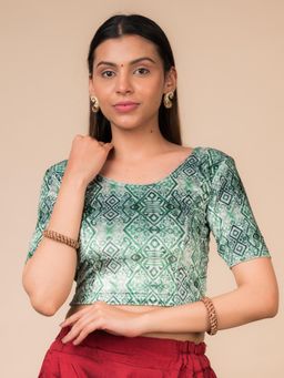 BINDIGASM'S ADVI - Arkha Velvet Print Classic Round Neck Blouse Stretchable Blouse