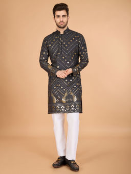 Odette - Grey Viscose Rayon Embroidered Kurta