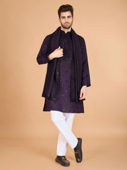 Odette - Purple Viscose Silk Sequence Kurta With Dupatta (Set of 2)