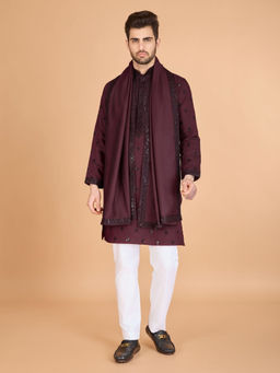 Odette - Maroon Viscose Silk Sequence Kurta With Dupatta (Set of 2)