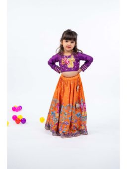 JILMIL - Girls Purple Blended Fabric Embellished Choli with Lehenga (Set of 2)
