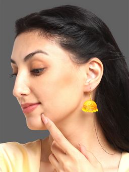 Yellow Chimes - Gold-Plated Meenakari Jhumka Earrings (Pack of 3)