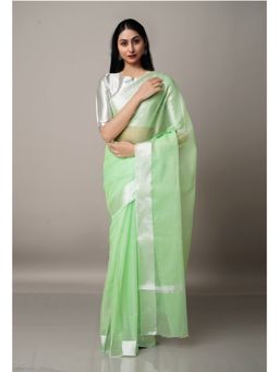 Unnati Silks - Green Pure Plain Kota Cotton Saree with Unstitched Blouse