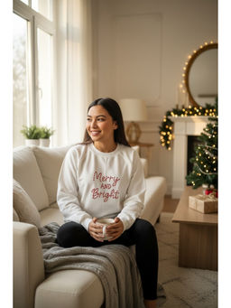 ASHTAG - Cotton Embroidered White Sweatshirt