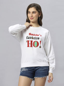 ASHTAG - Cotton Typography White Sweatshirt
