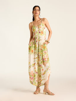 Label Ritu Kumar - White Shoulder Straps Sleeveless Jumpsuit