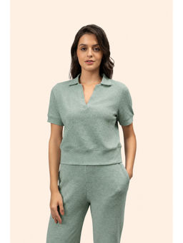 NeceSera - Women's Cotton Textured Green Top