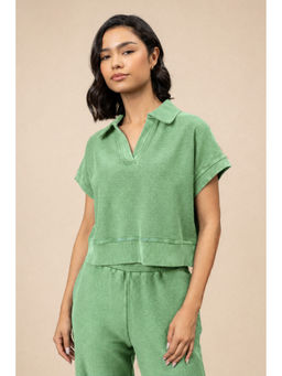 NeceSera - Women's Terry Solid Green Top