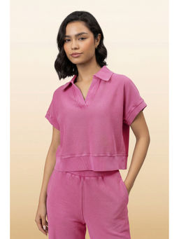 NeceSera - Women's Terry Solid Pink Top