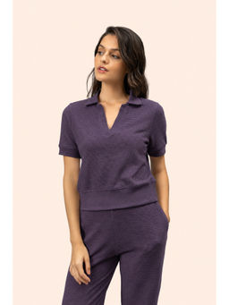 NeceSera - Women's Cotton Textured Purple Top