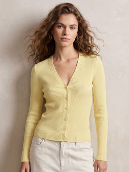 Outzidr - Women's Polyester Textured Yellow Top