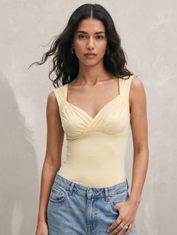 Outzidr - Women's Nylon Solid Yellow Top