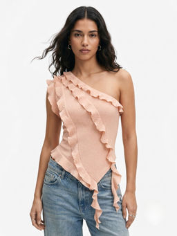 Outzidr - Women's Polyester Blend Solid Peach Top