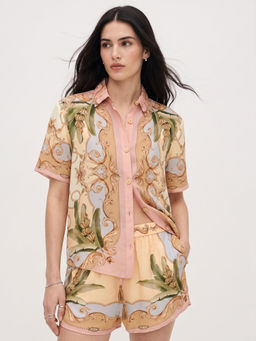 Outzidr - Women's Polyester Printed Multicolor Shirt With Short